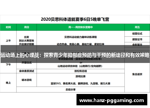 运动场上的心理战：探索青少年抑郁症预防与干预的新途径和有效策略